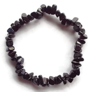 Blue Goldstone Gemstone Chip Bracelet