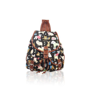 Mixed-Dog Print Retro Rucksack Black