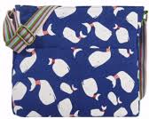 A Whale Print Cross body Shoulder Bag, Navy Blue Bag with White Whales, Canvas Across Body bag