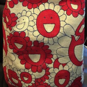 Funky Eco Friendly Red Symbols Jute Duffle Bag