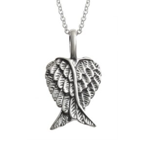 Sterling silver Angel Wing Heart pendant. 25mm approx - Gift Boxed - 18" Sterling Silver Chain