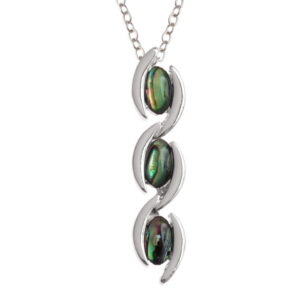 Tide Jewellery inlaid Paua shell triple drop pendant on 18" trace chain