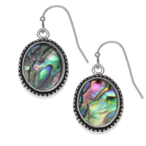 Tide Jewellery inlaid Paua shell oval Cameo shaped hook earrings