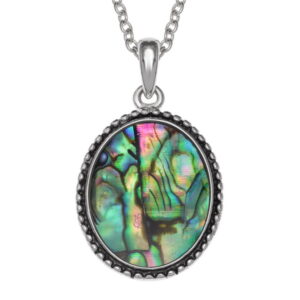 Tide Jewellery inlaid Paua shell oval Cameo shaped pendant