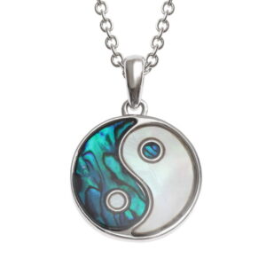 Tide Jewellery inlaid blue Paua shell & Mother of Pearl shell Yin Yang pendant