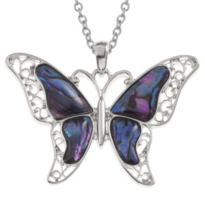 purple Paua shell butterfly pendant