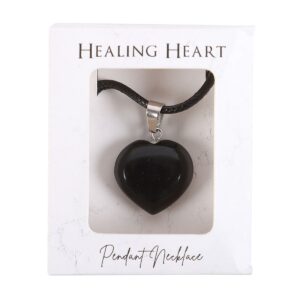 BLACK OBSIDIAN HEALING CRYSTAL HEART NECKLACE